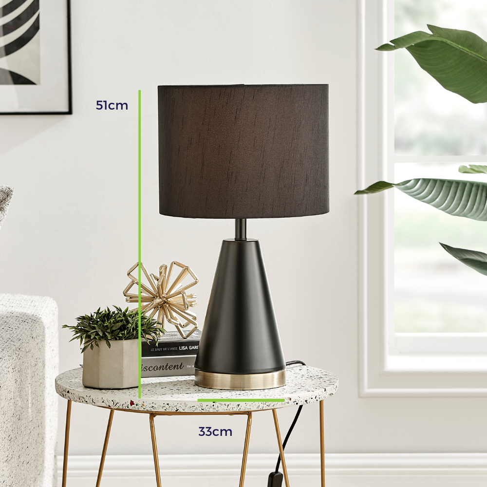 Zoe Black and Gold Metal Table Lamp